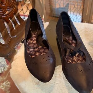 Born Brown Mary Jane Flats with Cutout Accents